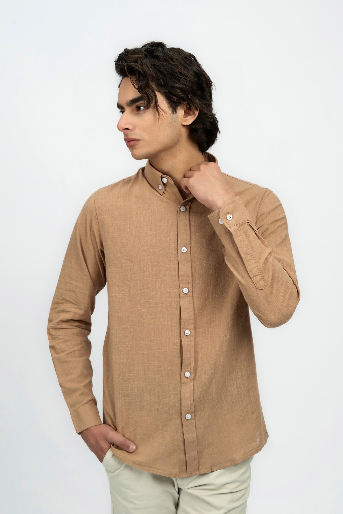 Light Brown Men's Casual Shirt