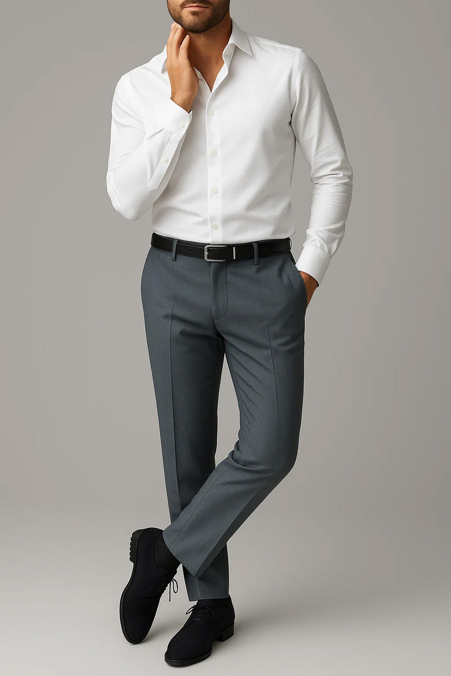 Men's Dark Grey Formal Trousers