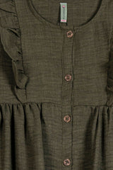 Olive Green Girl's Frock