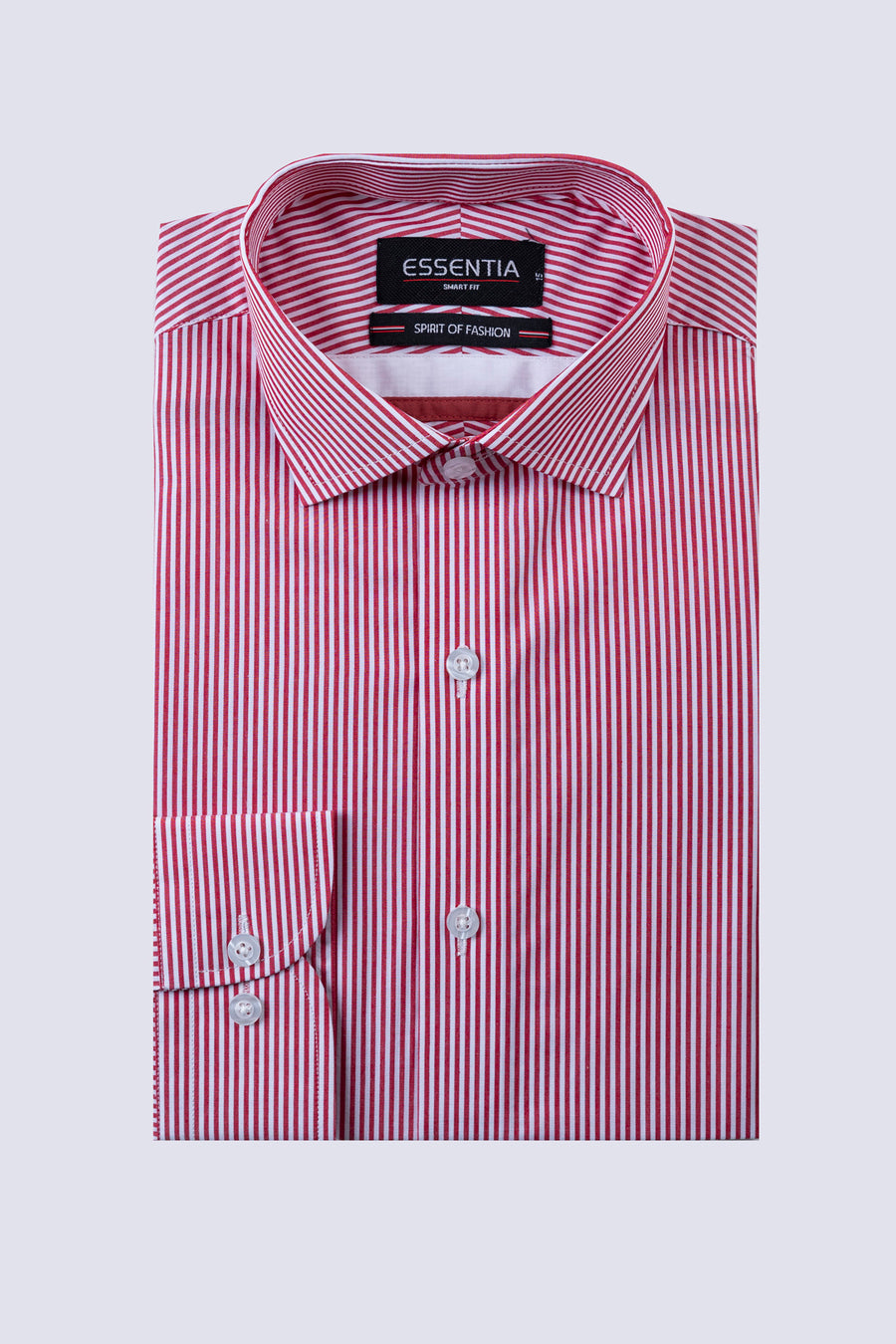 White & Red Stripe Men's Dress Shirt