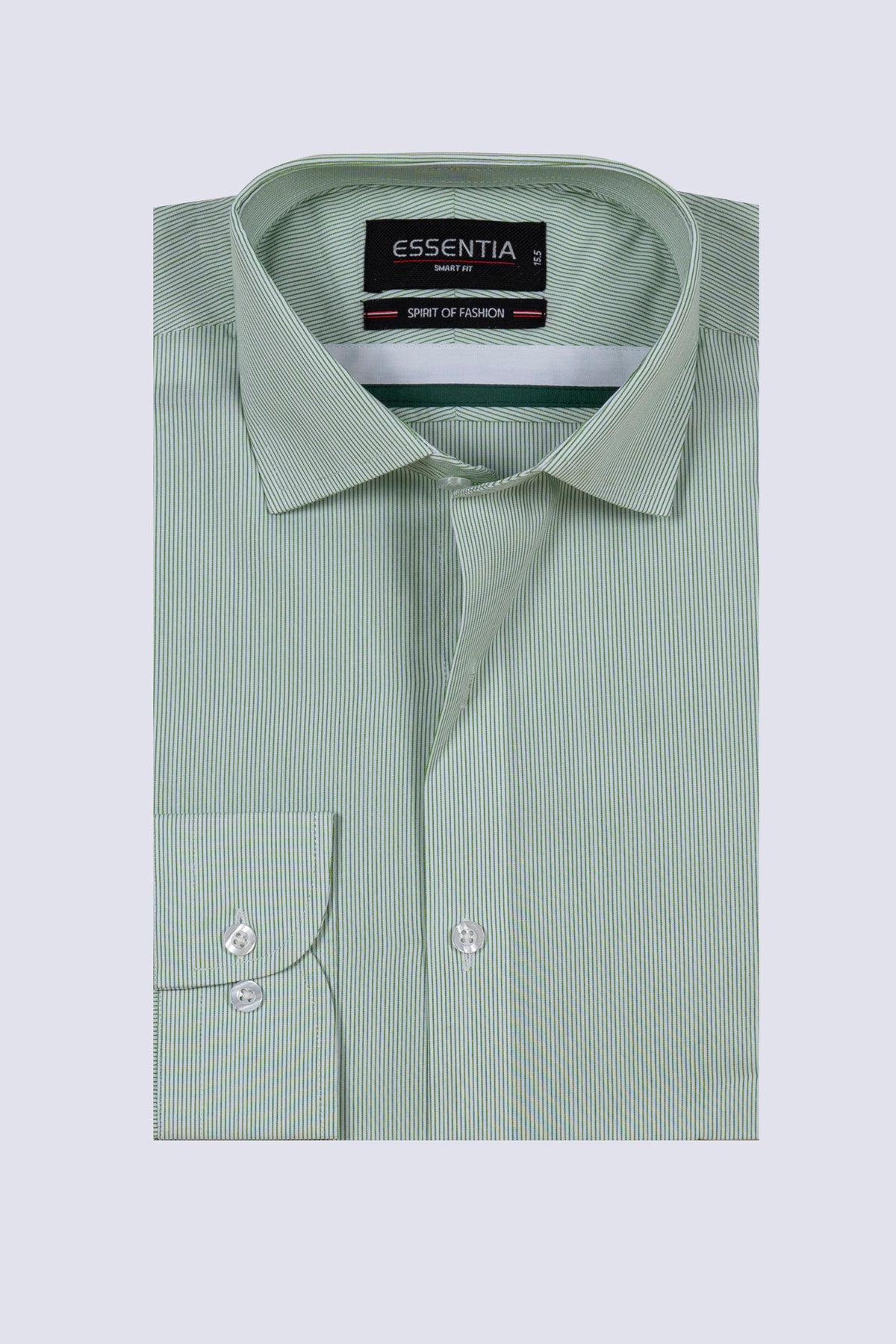White & Green Strip Men's Dress Shirt