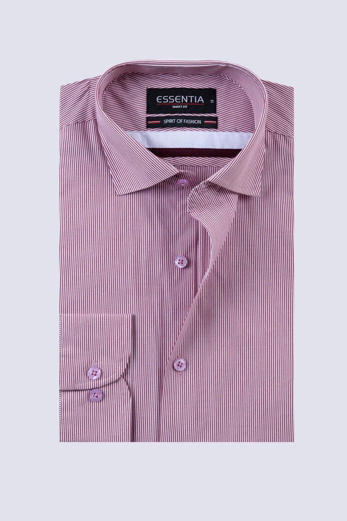 White & Maroon Stripe Men's Dress Shirt