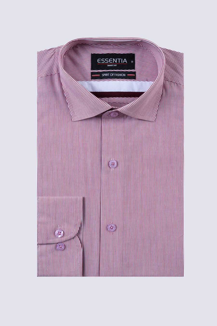White & Maroon Stripe Men's Dress Shirt