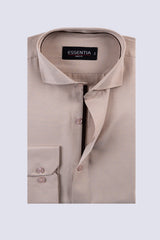 Beige Self Men's Dress Shirt