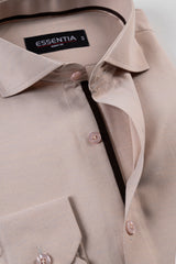 Beige Self Men's Dress Shirt