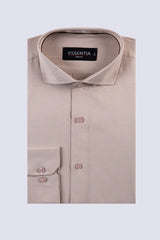 Beige Self Men's Dress Shirt