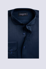 Navy Blue Self Men's Dress Shirt