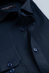 Navy Blue Self Men's Dress Shirt