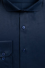 Navy Blue Self Men's Dress Shirt