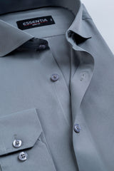 Grey Self Men's Dress Shirt