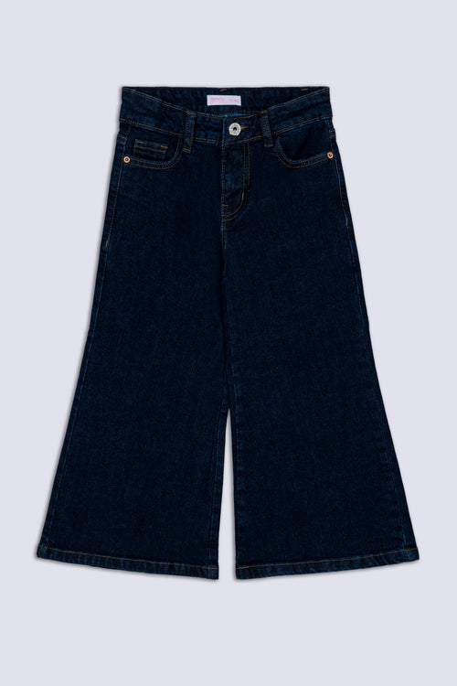 Blue Wide Leg Girl's Denim Pant