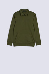 Olive Men's Coller Sweatshirt