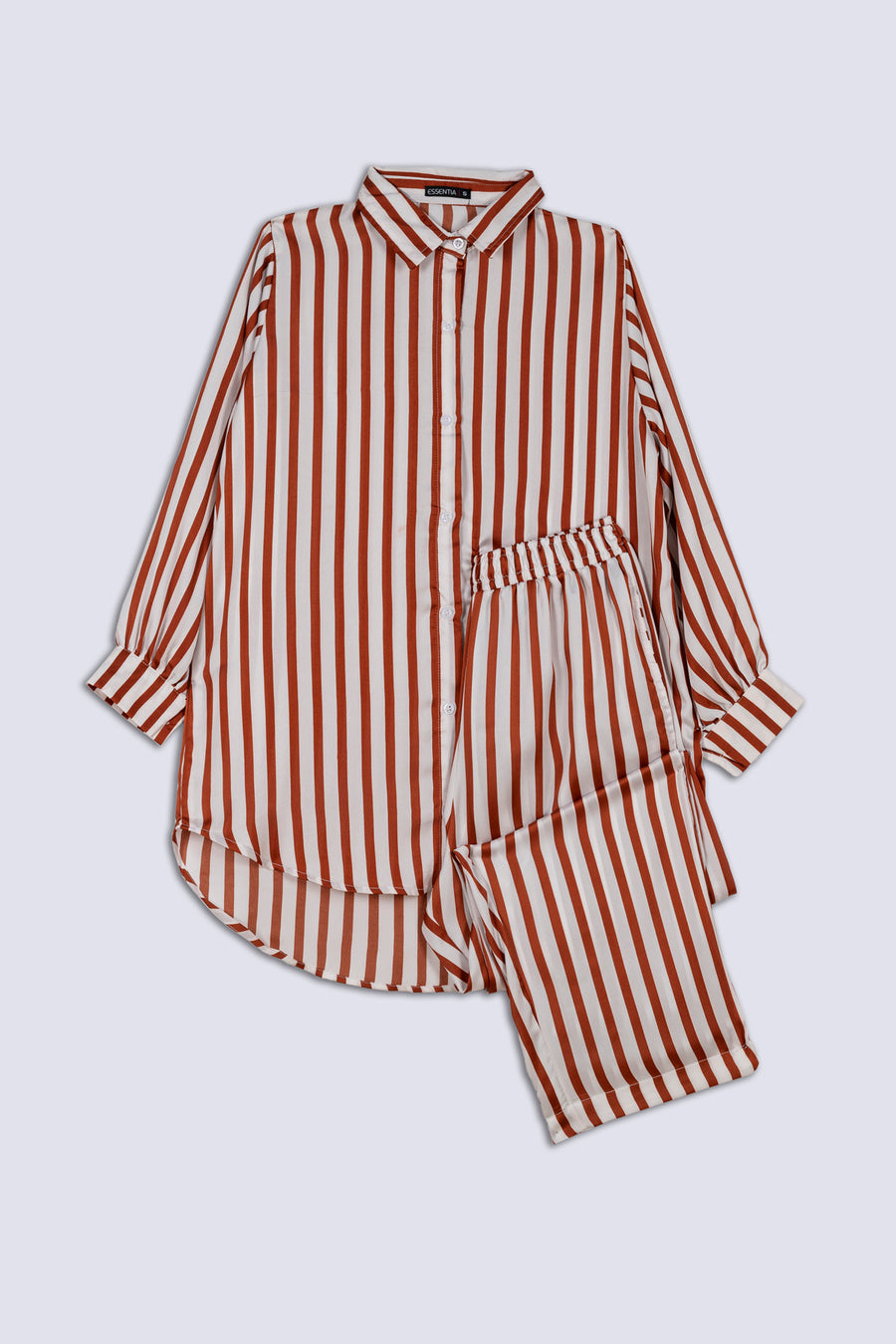 Rust & White Striped Ladies Co-Ord Set