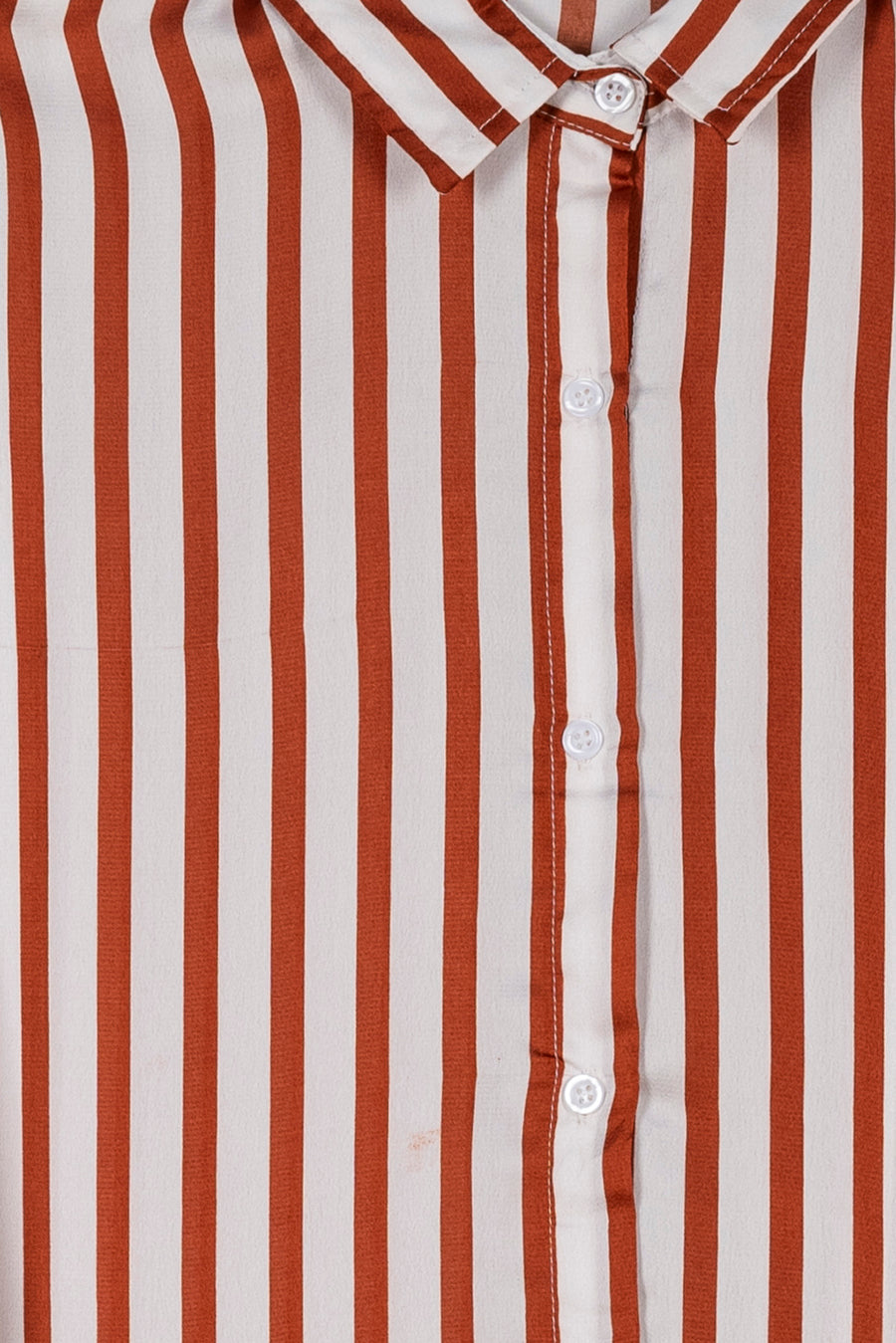Rust & White Striped Ladies Co-Ord Set