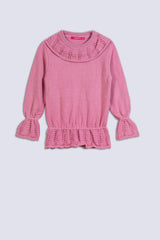 Ruffle Coller Girl's Sweater.