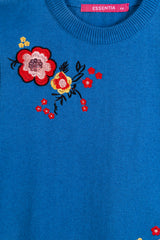 Embroidered Floral Girl's Sweater.