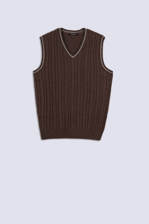 Brown V-Neck Men's Sweater