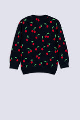 Cherry Printed Girl's Sweater