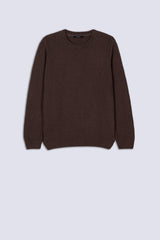 Brown Round Neck Men's Sweater