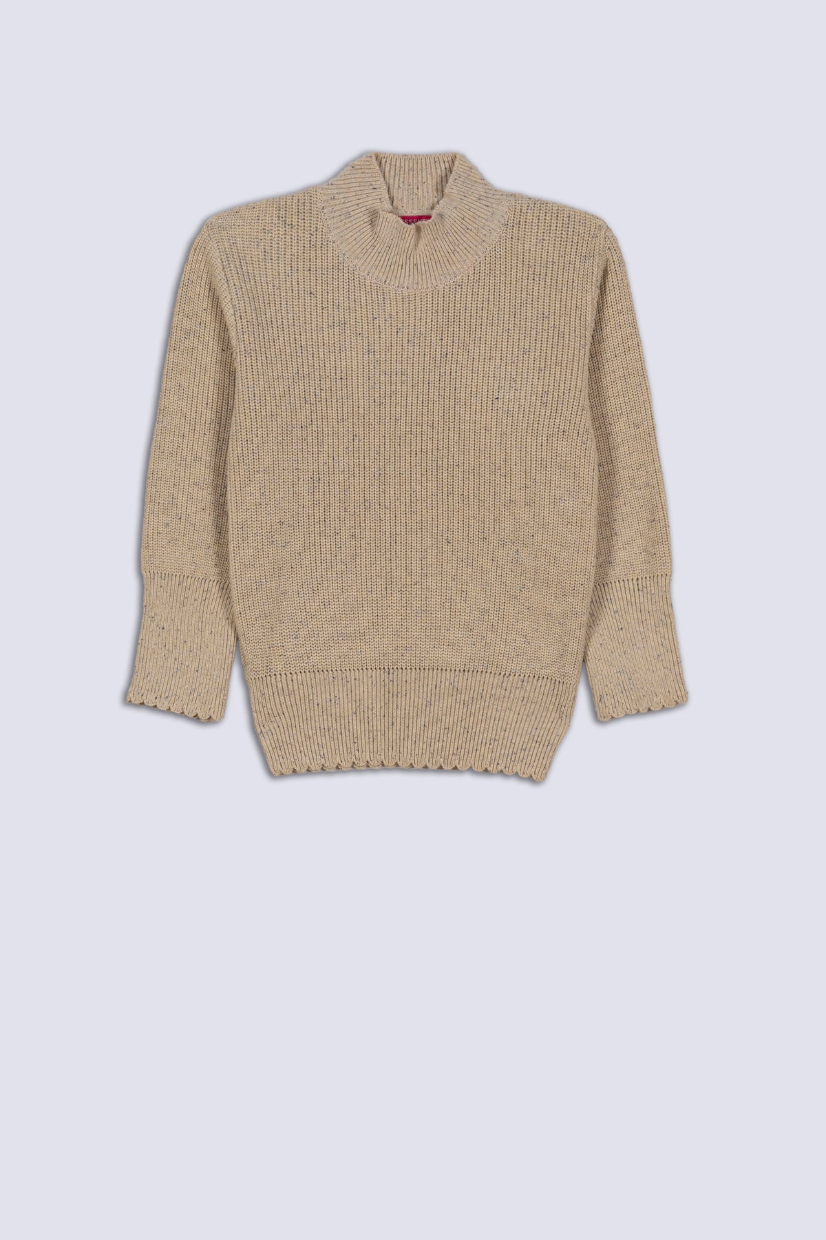 Oatmeal Girl's Mock Neck Sweater