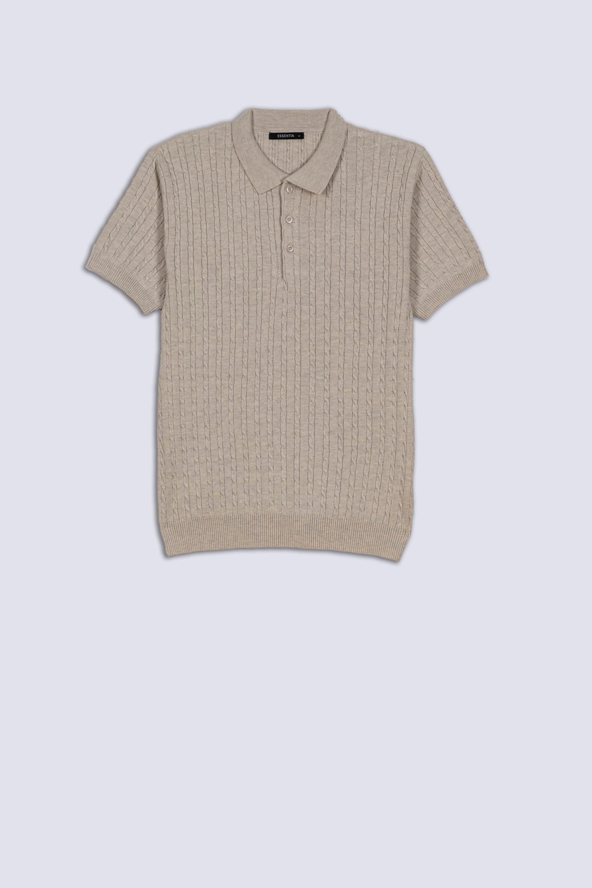 Oatmeal Men's Knit Polo Shirt