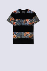 Black Tropical Print Men's T-Shirt