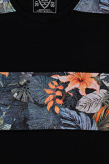 Black Tropical Print Men's T-Shirt