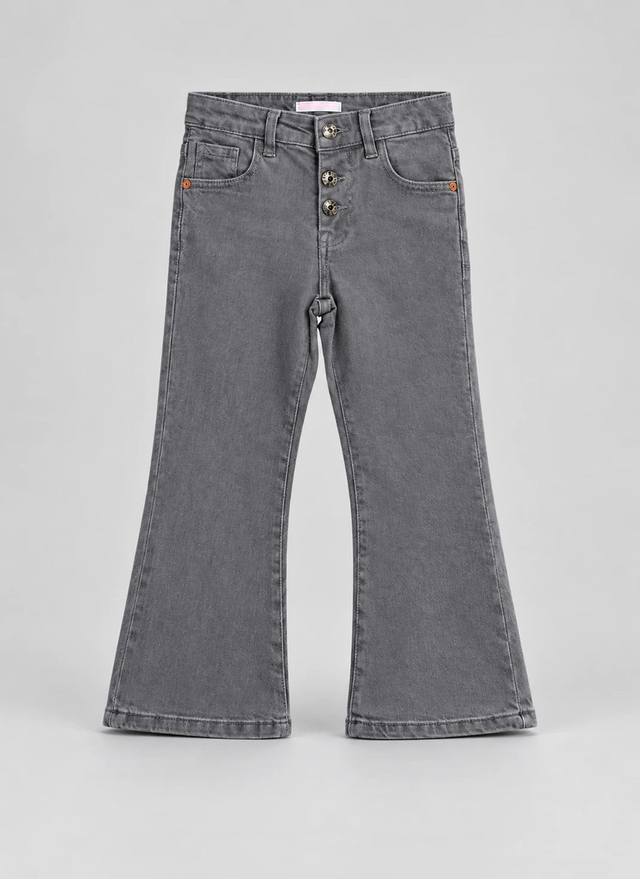 Grey Flare Girl's Denim Pant - front