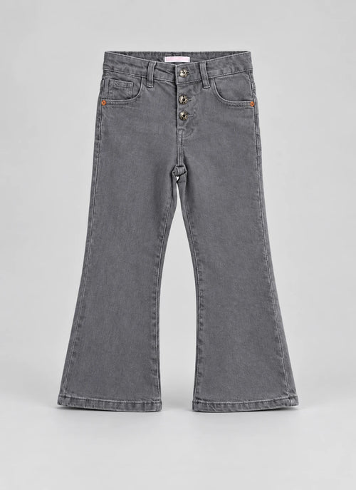 Grey Flare Girl's Denim Pant
