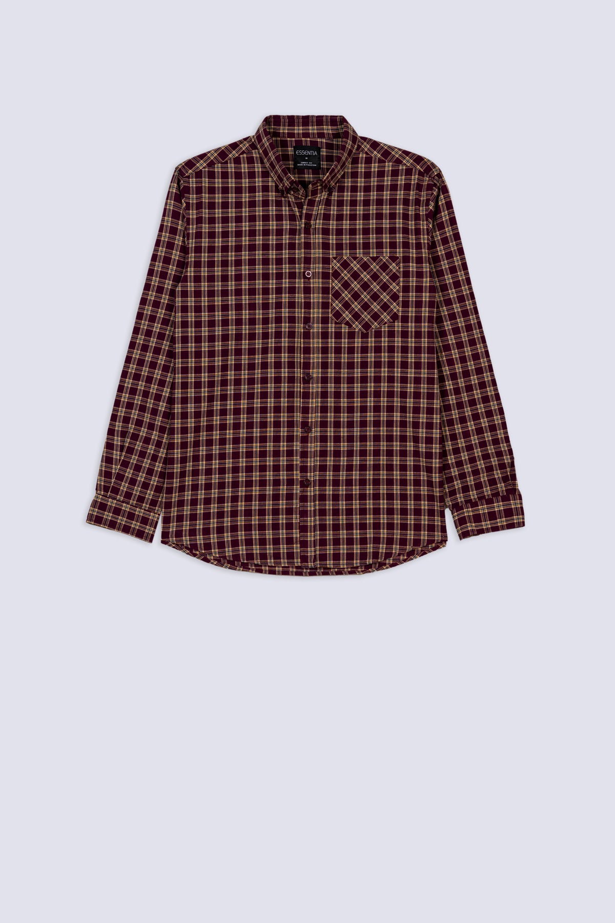 Maroon Men's Checkered Shirt