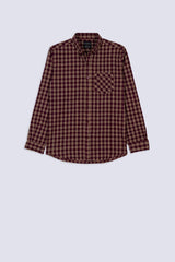 Maroon Men's Checkered Shirt