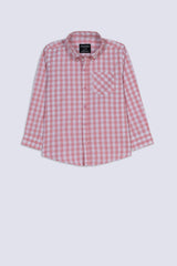 White & Pink Boy's Checkered Shirt