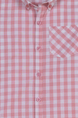 White & Pink Boy's Checkered Shirt