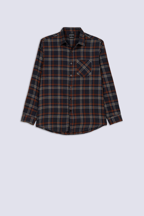 Navy Flannel Men's Check Shirt