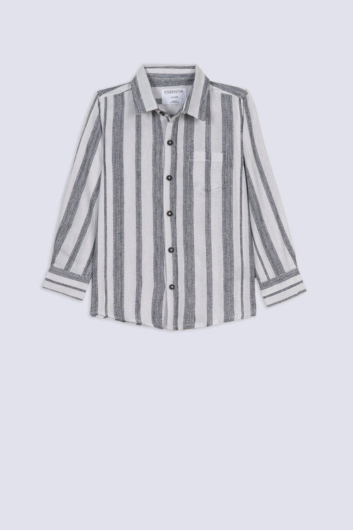 Boys’ Black & White Striped Shirt