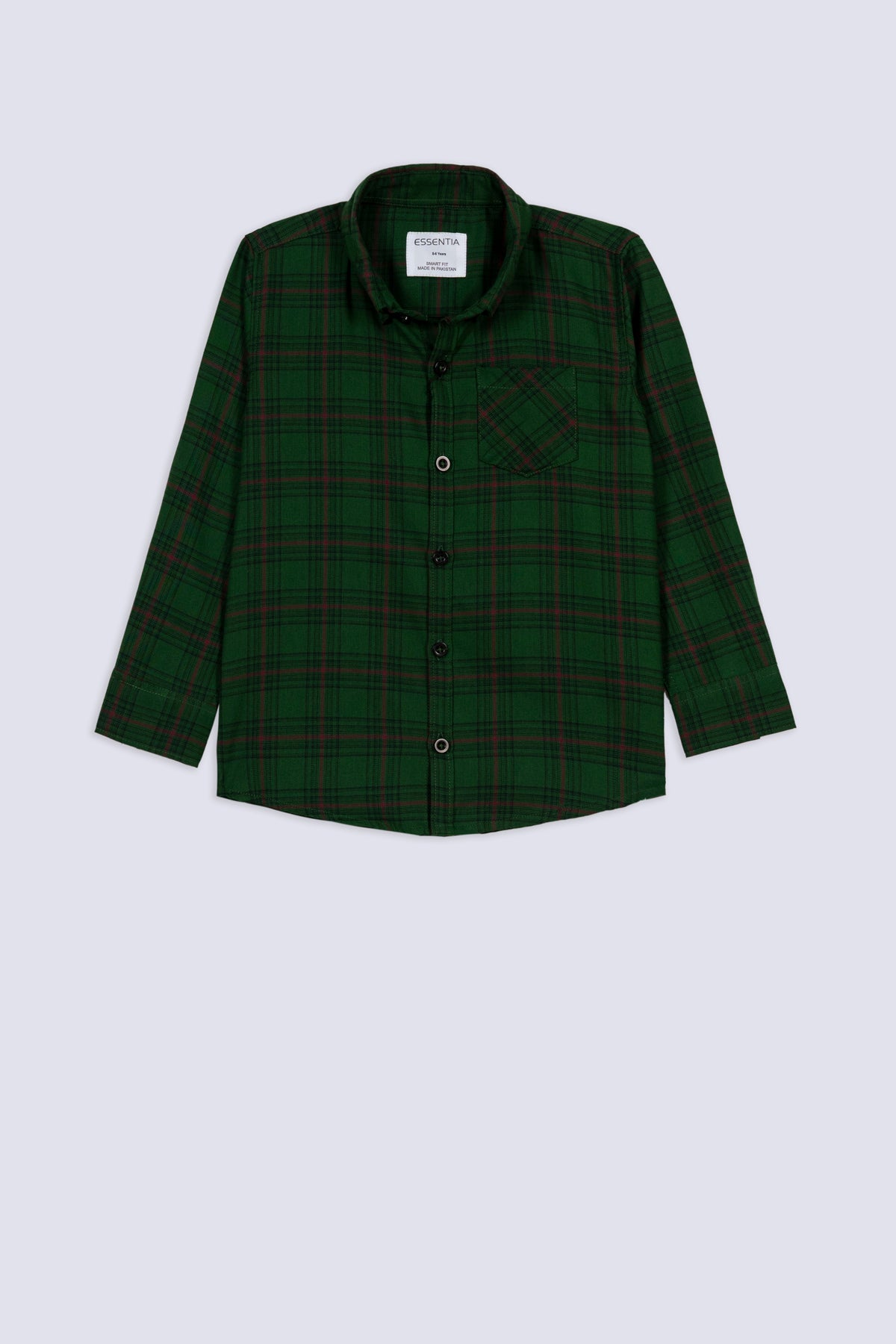 Boys’ Classic Green Plaid Shirt
