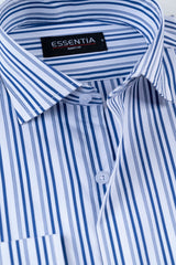 Blue & White Stripe Men's Dress Shirt