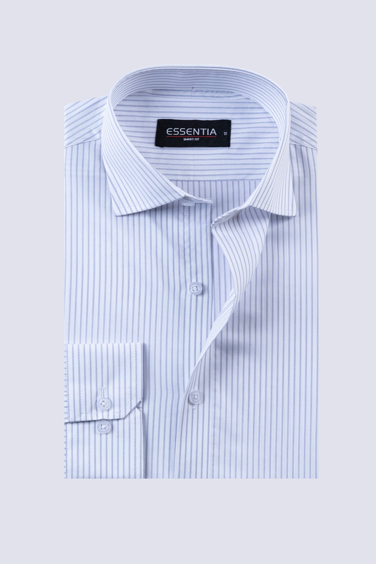 White & Grey Stripe Men's Dress Shirt