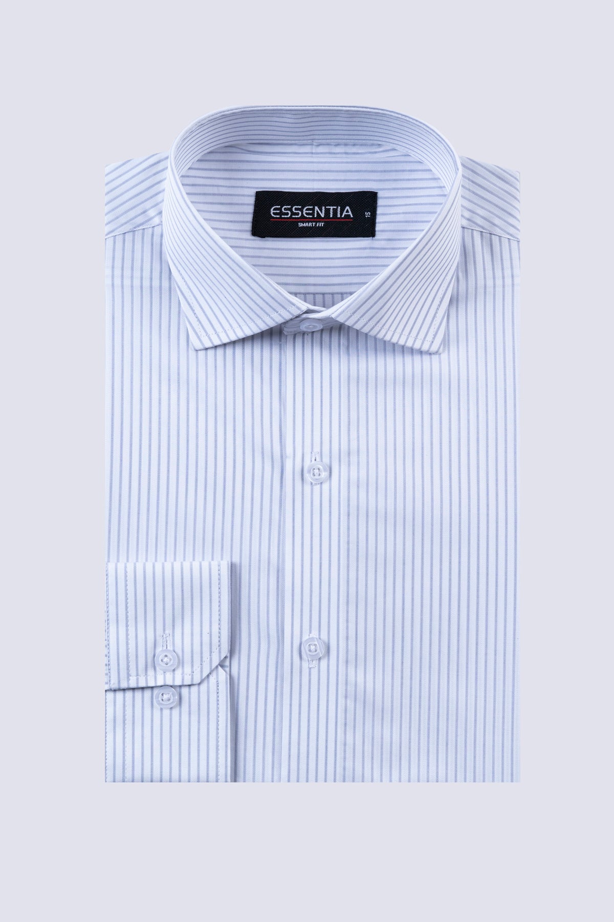 White & Grey Stripe Men's Dress Shirt