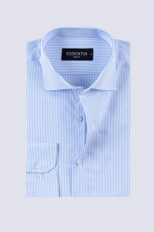 Blue & White Stripe Men's Dress Shirt