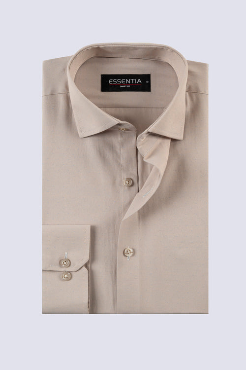 Classic Beige Dobby Weave Shirt