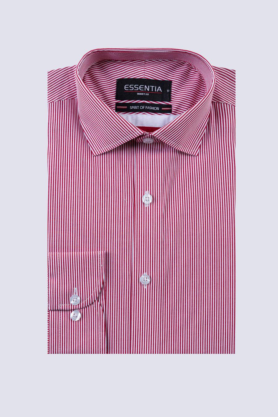 White & Red Stripe Men's Dress Shirt