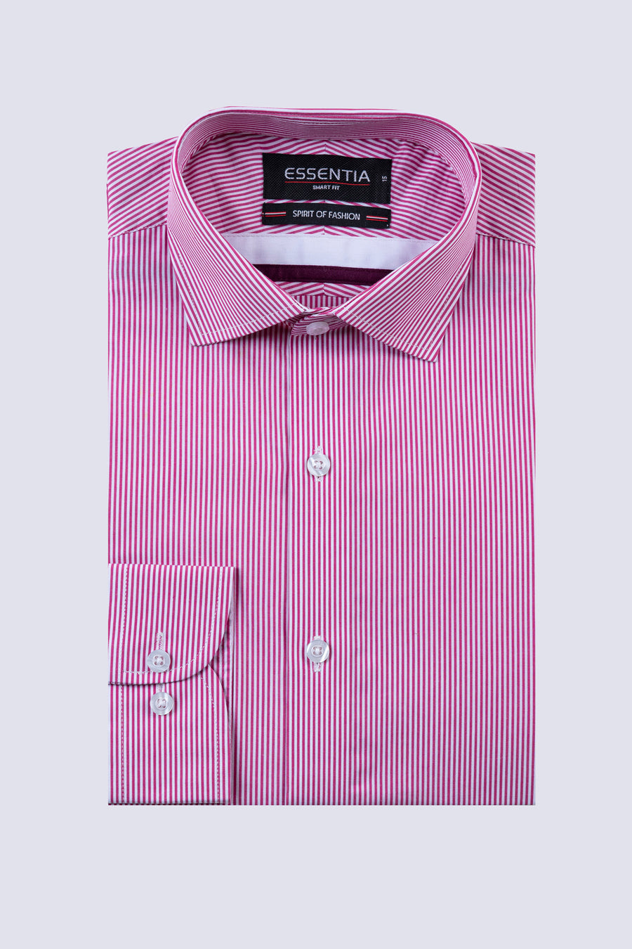 White & Red Stripe Men's Dress Shirt