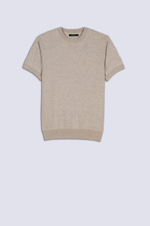 Oatmeal Men's Knit Polo Shirt