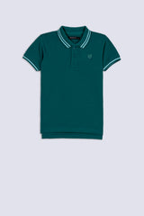 Teal Blue Boy's Plain Polo  Shirt