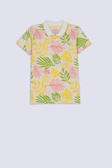 Leaf Printed Boy's Polo Shirt