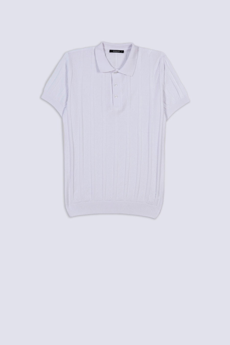 White Men's Textured Polo Shirt