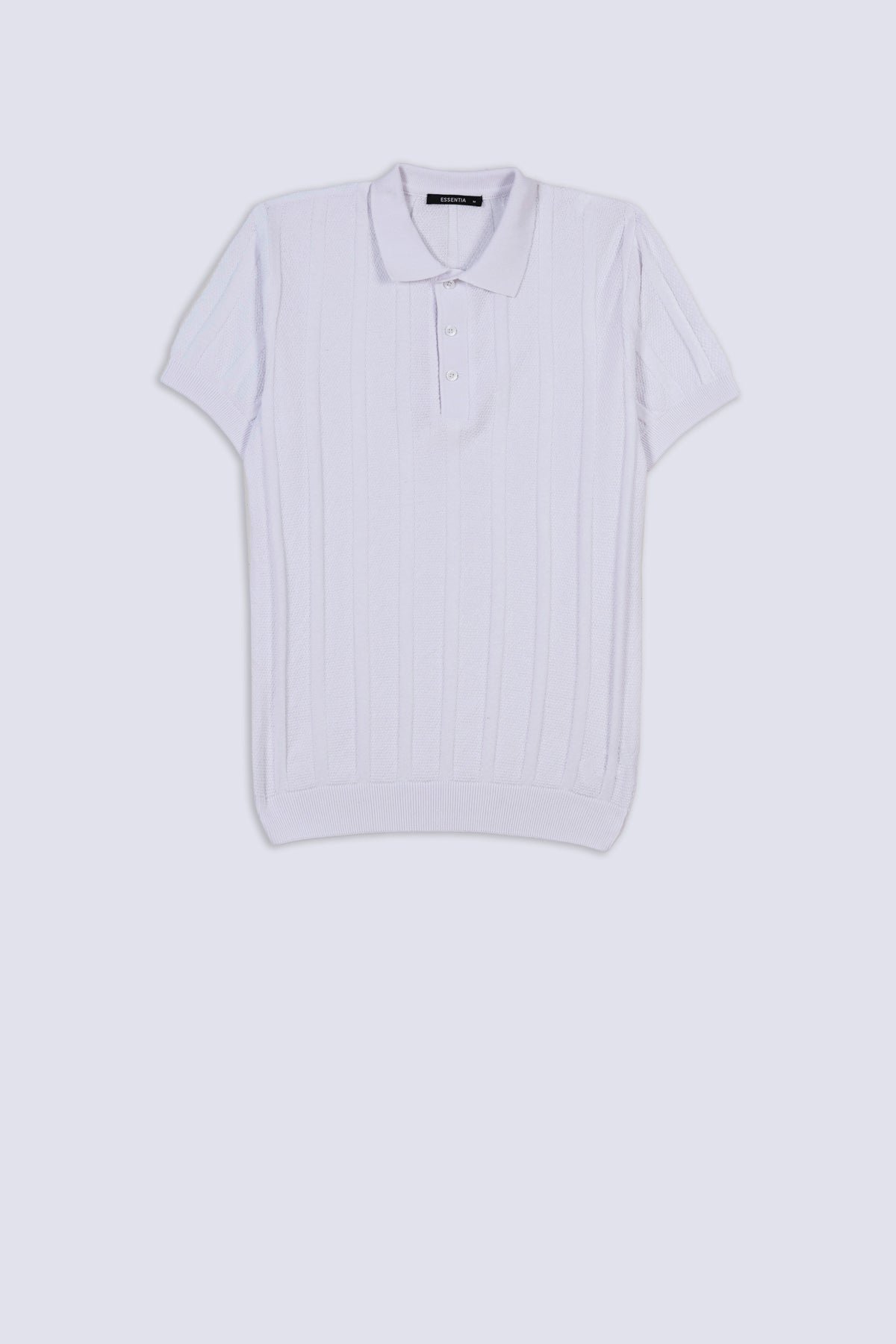 White Men's Textured Polo Shirt
