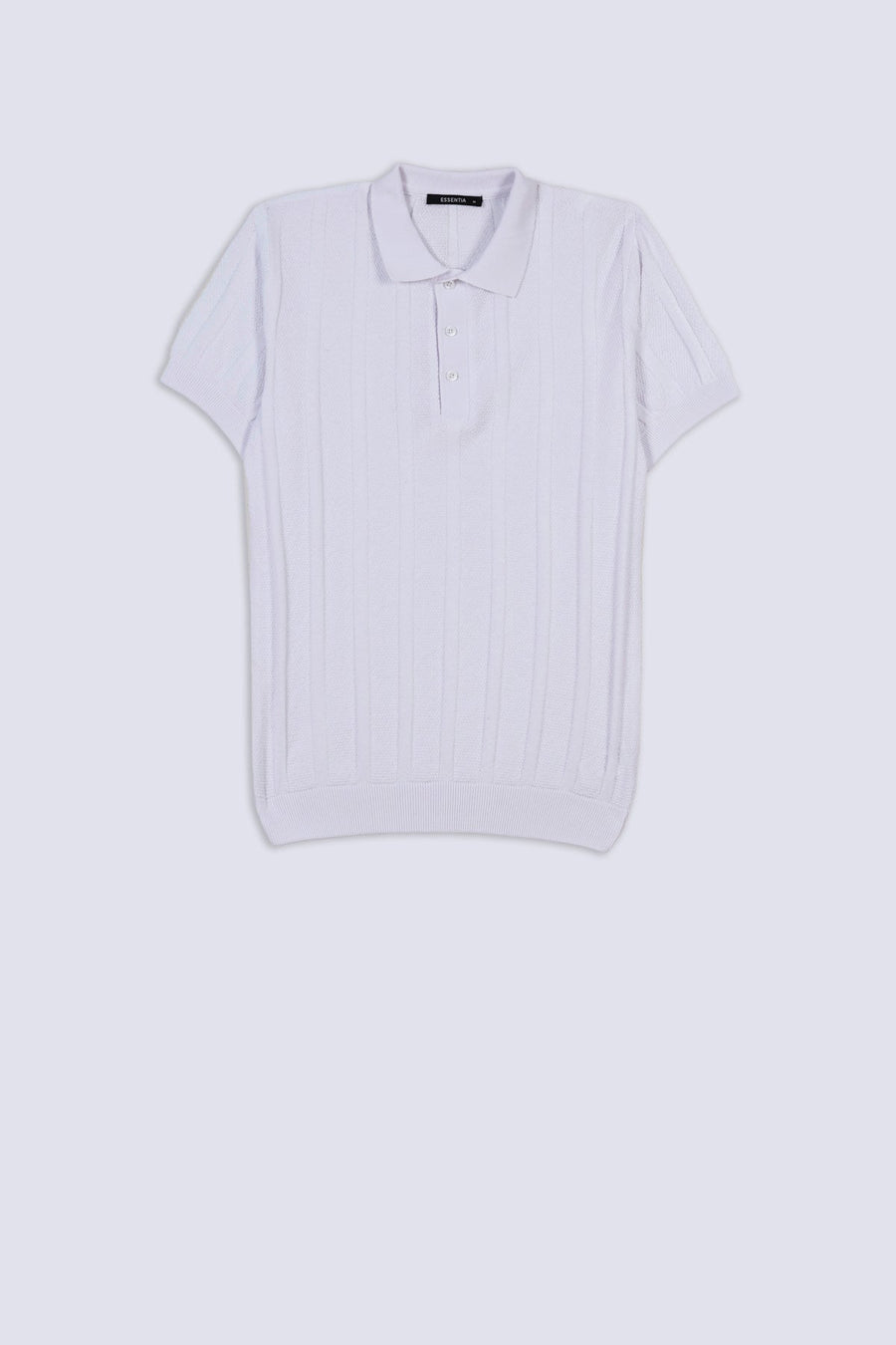 White Men's Textured Polo Shirt