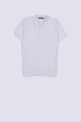 White Men's Textured Polo Shirt